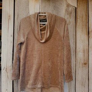 Sz S-M VELVET SOFT Blanket cozy SOFT WORKS Tan Cowl Neck Sweater